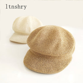 2019 New Summer Artist Straw Paper Beret Hat For Women Sun hat  Visor