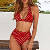 2019 Sexy High Waist Dot Print Bikini swimwear Women Halter Push Up