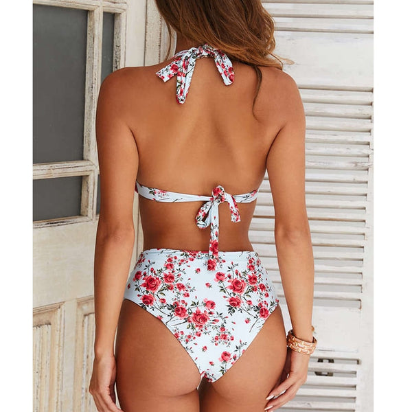 2019 Sexy High Waist Dot Print Bikini swimwear Women Halter Push Up