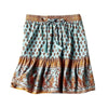 2020 Bohemian Cherry Printed A line Mini Skirts Rayon Ruffles Pleated