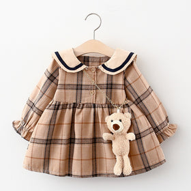 2020 Fall Newborn Baby Girl Dress Clothes Toddler Girls Princess Plaid