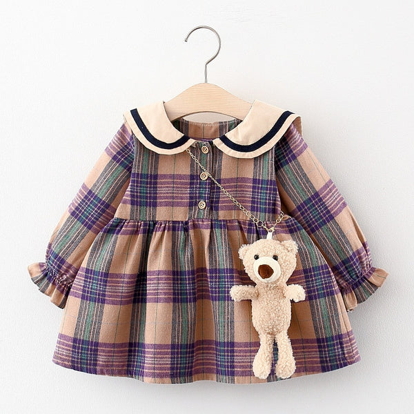 2020 Fall Newborn Baby Girl Dress Clothes Toddler Girls Princess Plaid