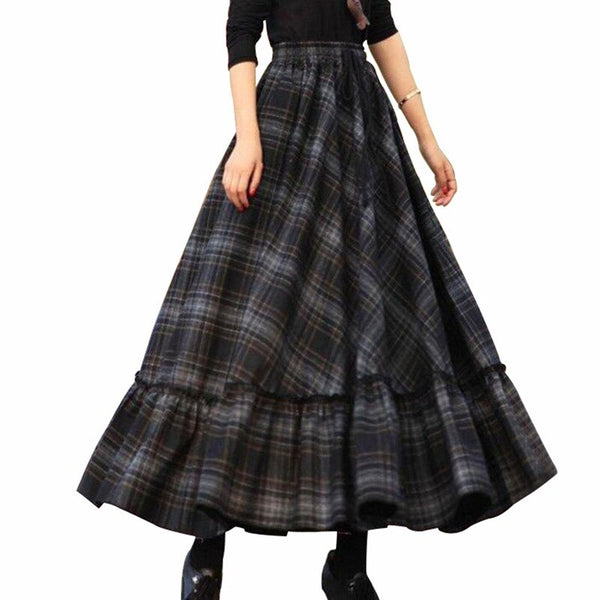 2020 Ins Fashion Women Plus Size Skirts Plaid Long Skirts Women