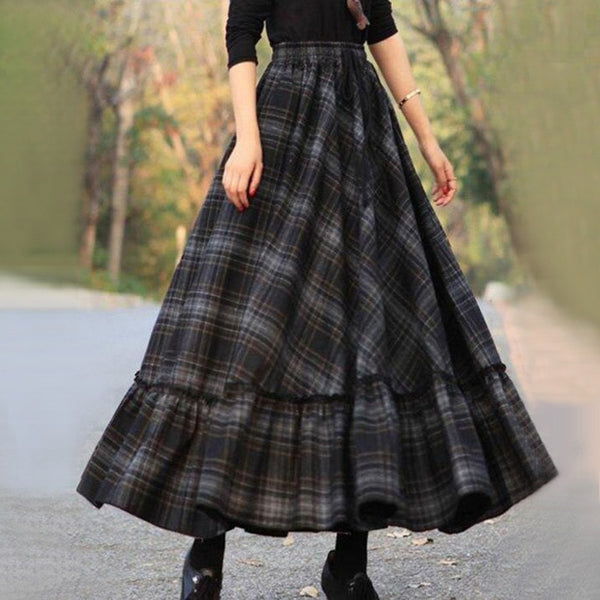 2020 Ins Fashion Women Plus Size Skirts Plaid Long Skirts Women