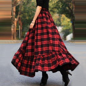 2020 Ins Fashion Women Plus Size Skirts Plaid Long Skirts Women