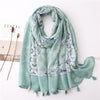 Elegant Scarf women Light Green Small Floral Print