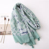 Elegant Scarf women Light Green Small Floral Print