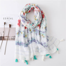 Soft Cotton Thin Scarf Flower Print