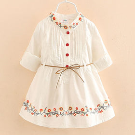 2020 Spring Autumn 3 12 Ages Kids Embroidery Floral Long And Short