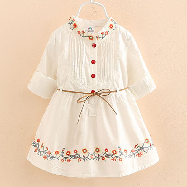 2020 Spring Autumn 3 12 Ages Kids Embroidery Floral Long And Short