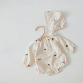 Spring Embroidery Floral Newborn Baby Set