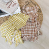 2020 Summer New Children Plaid Dress Tassel Sashes Korean Style Kids