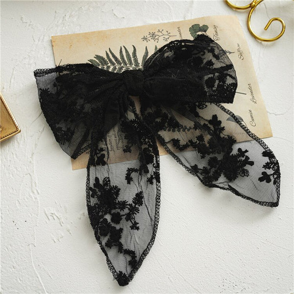 2020 Summer Vacation Lace Hair Clip Black White Bow Knot Hair