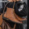 2020 Winter Men's Boots Waterproof Leather Work Boots Warm Plush Snow