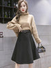 Autumn Winter Warm Woolen Midi Skirt