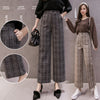 2021 Autumn Winter Woolen Plaid Pants Women Elastic High Waist Ankle