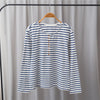 2021 Early Autumn Women Stripes T Shirt O Neck Ladies Long Sleeve