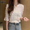 2021 Elegant Blouses Summer New Stereoscopic Embroidered White Lace