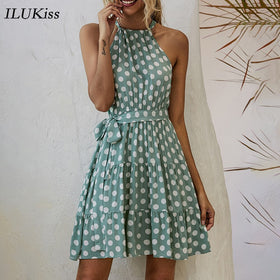 Sleeveless Mini Dress Summer Dot Print