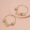 Gold Butterfly Insects Geometric Minimalism Hoop Earrings