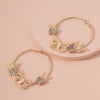 Gold Butterfly Insects Geometric Minimalism Hoop Earrings