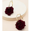 Handmade Fabric Chiffon Flowers Minimalism Hoop Earrings