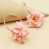 Handmade Fabric Chiffon Flowers Minimalism Hoop Earrings