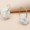 Handmade Fabric Chiffon Flowers Minimalism Hoop Earrings