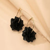 Handmade Fabric Chiffon Flowers Minimalism Hoop Earrings