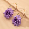 Handmade Fabric Chiffon Flowers Minimalism Hoop Earrings