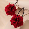 Handmade Fabric Chiffon Flowers Minimalism Hoop Earrings