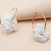 Handmade Fabric Chiffon Flowers Minimalism Hoop Earrings