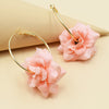 Handmade Fabric Chiffon Flowers Minimalism Hoop Earrings