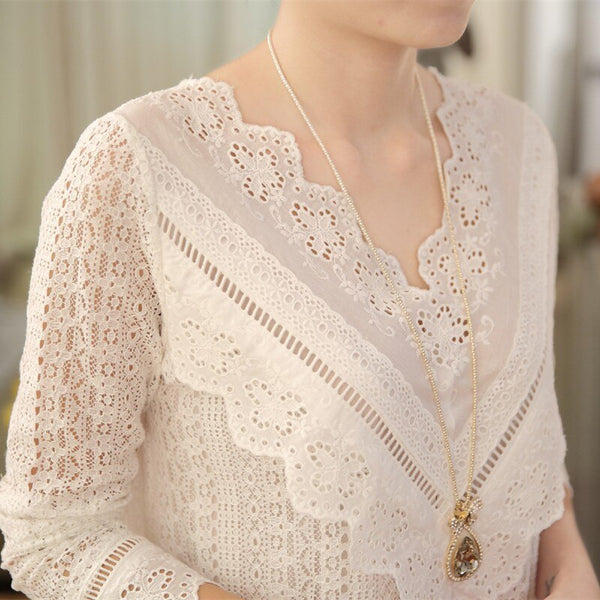 2021 Lace Shirt Long Sleeve Fashion Women Blouse Spring and Autumn