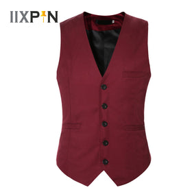 2021 Men's Vests V Neck Single breasted Slim Vest Male Business Suits