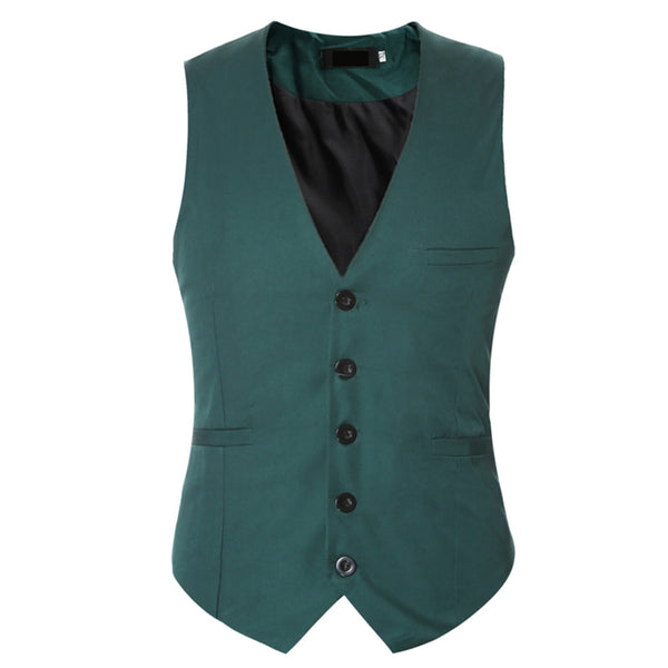 2021 Men's Vests V Neck Single breasted Slim Vest Male Business Suits