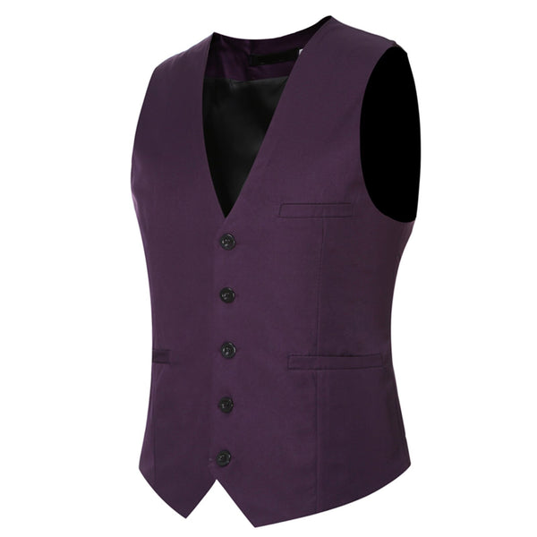 2021 Men's Vests V Neck Single breasted Slim Vest Male Business Suits