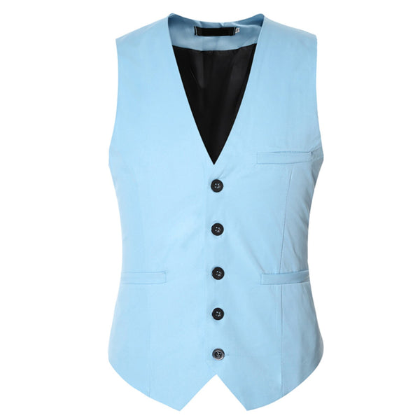 2021 Men's Vests V Neck Single breasted Slim Vest Male Business Suits