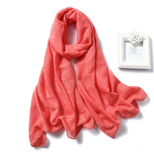 Cotton Scarf Women Designer Plaid Solid Foulard Lady