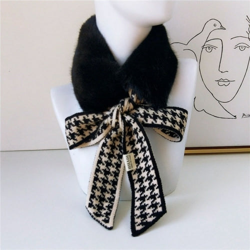 2021 New Autumn Winter Houndstooth Fashion Crochet Knitted Scarf