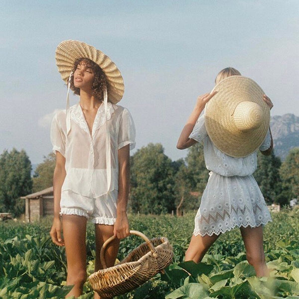 Large Brim Ribbon Straw Hat