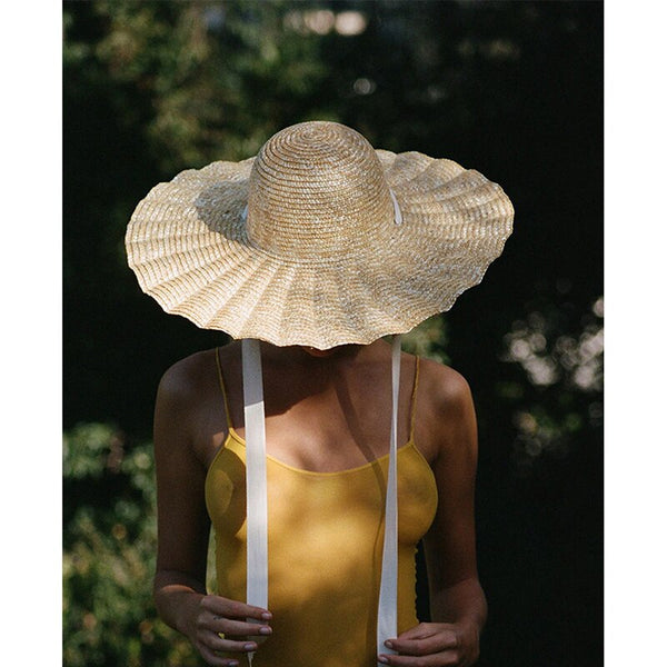 Large Brim Ribbon Straw Hat