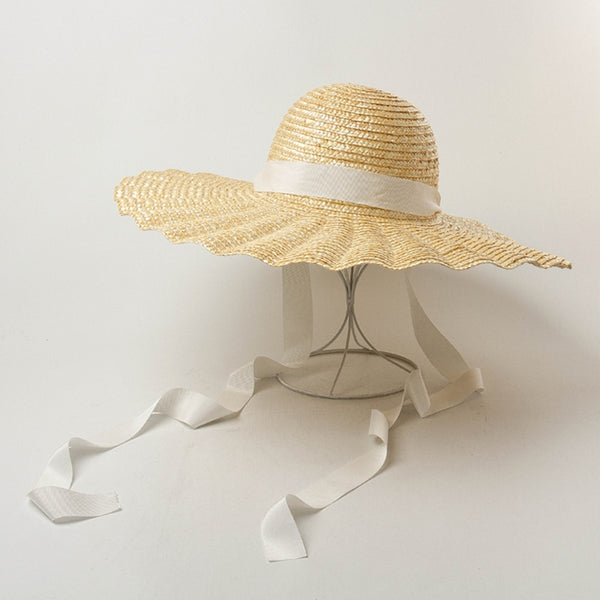 Large Brim Ribbon Straw Hat