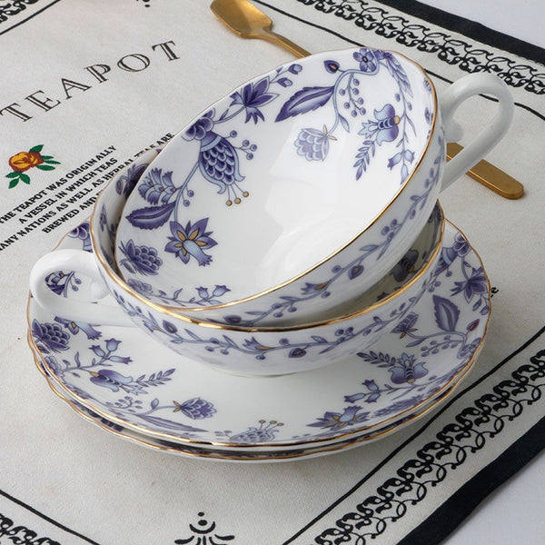 2021 New Luxury Coffee Cup with Plate British Tea Set with Flower