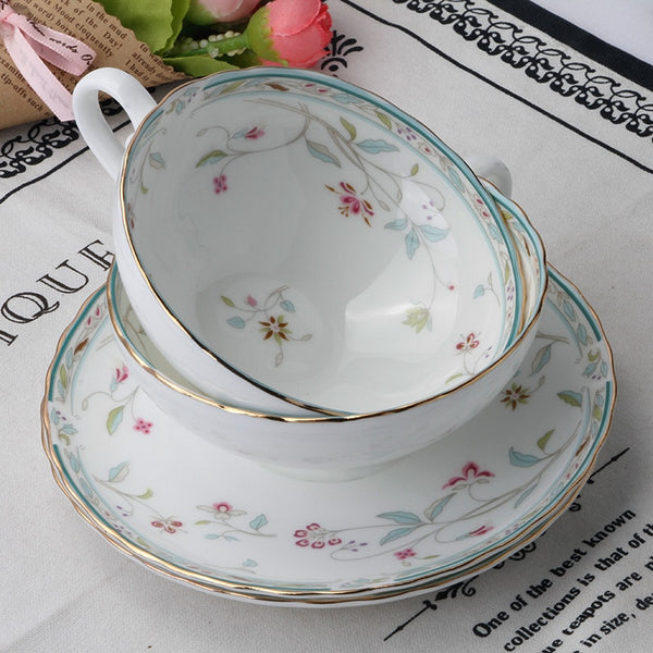 2021 New Luxury Coffee Cup with Plate British Tea Set with Flower