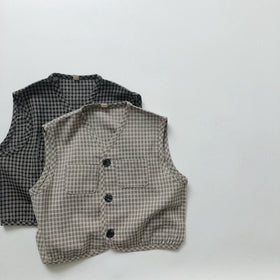 Baby Boys Plaid Vests Linen