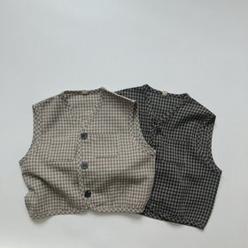 Baby Boys Plaid Vests Linen