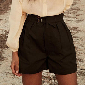 2021 New Summer Women Black Suit Shorts Simple High Waist Slim Office