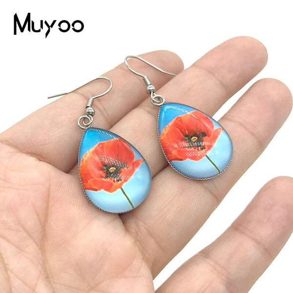 2021 New William Morris Paintings Tear drop Earring Art Pattern Fish