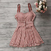 2021 New Women Plaid One Piece Swimwear Bandage Swim Beach Dress Sexy